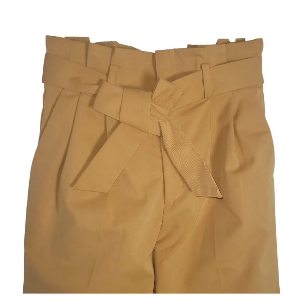 Women's H&M Pants, Ankle-length Tie-belt Pants Mustard, Size 8